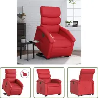 The Living Store Fauteuil relax releveur électrique rouge similicuir
