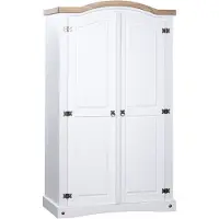 Syfax Garde-robe avec 2 portes Gamme Corona pin mexicain Blanc