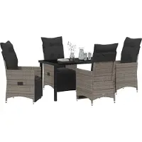 Syfax Ensemble de salle à manger pour jardin 5 pcs Gris polyrotin