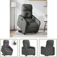The Living Store Fauteuil de massage avec releveur Gris foncé Tissu