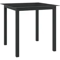 The Living Store Table de jardin noire 80x80x74 cm aluminium et verre