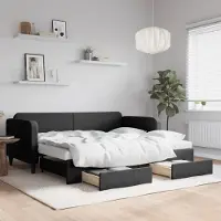 Prolenta Maison Exclusive - Canapé-lit convertible avec tiroirs, noir, 90 x 200 cm, tissu