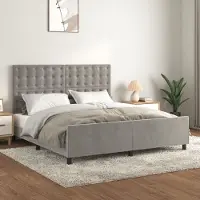 Prolenta Maison Exclusive - Cadre de lit avec tĂȘte de lit gris clair 180 x 200 cm, velours