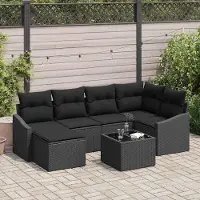 Prolenta Maison Exclusive - Ensemble de jardin pour 7 personnes, couleur noire