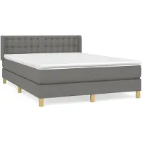 Syfax Sommier à lattes de lit avec matelas Gris foncé 140x200cm Tissu