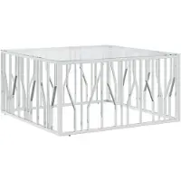 Syfax Table basse 100x100x50 cm acier inoxydable et verre