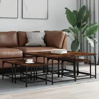 Prolenta Maison Exclusive - Tables gigognes 5 pièces Chêne fumé Matériau dérivé du bois