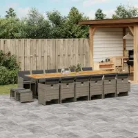 Prolenta Maison Exclusive - Ensemble à manger de jardin 17 pcs et coussins résine tressée