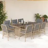 Prolenta Maison Exclusive - Ensemble à manger de jardin et coussins 9 pcs mélange beige