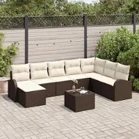 Prolenta Maison Exclusive - Ensemble de canapé de jardin 9 pcs Marron Poly rotin