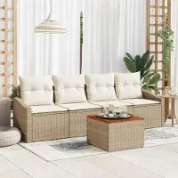 Prolenta Maison Exclusive - Ensemble de canapé de jardin avec coussin 5 pcs Beige polyrotin