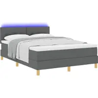 Syfax Lit à ressort LED avec bandes LED Gris foncé 160 x 200 cm tissu