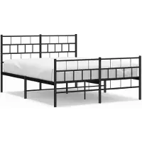 Syfax Cadre de lit métal sans matelas avec pied de lit noir 140x190cm