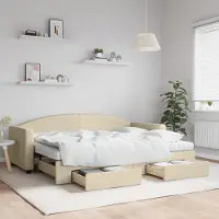 Prolenta Maison Exclusive - Lit de jour convertible avec tiroirs, couleur crème, 80 x 200 cm, tissu