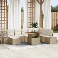 Prolenta Maison Exclusive - Ensemble de canapés de jardin, 9 pièces, en polyrotin beige