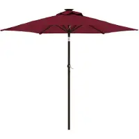 Syfax Parasol de jardin avec LED mât en acier bordeaux 225x225x212 cm