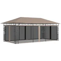 The Living Store Le Living Store Pavillon avec moustiquaire 6x3x2,73 m Taupe 180 g/m²