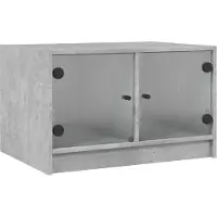 Syfax Table basse avec portes en verre gris béton 68x50x42 cm
