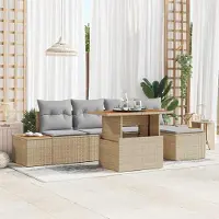 Prolenta Maison Exclusive - Ensemble de canapés de jardin, 6 pièces. Beige et gris