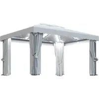 Syfax Tonnelle et rideau et guirlande lumineuse LED 4x3 m Blanc crème