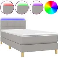 vidaXL Lit boxspring avec matelas & LED gris clair 90x190 cm Tissu