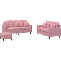 vidaXL Ensemble de canapés 3 pièces avec coussins Rose velours