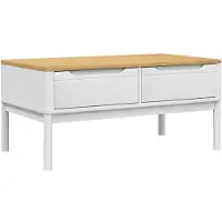 vidaXL Table basse FLORO blanc 99x55,5x45 cm pin massif