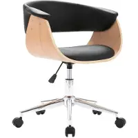 Syfax Chaise pivotante de bureau Noir Bois courbé et similicuir