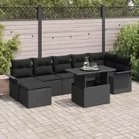 Prolenta Maison Exclusive - Ensemble de canapé 8 pièces, en résine tressée noire