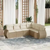 Prolenta Maison Exclusive - Salon de jardin avec coussins 6 pcs beige résine tressée