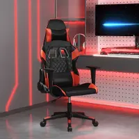 The Living Store Chaise de jeu avec fonction de massage Noir et rouge Similicuir