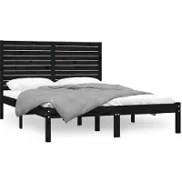 Syfax Cadre de lit sans matelas noir 150x200 cm bois massif