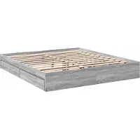 Syfax Cadre de lit avec tiroirs sans matelas sonoma gris 200x200 cm