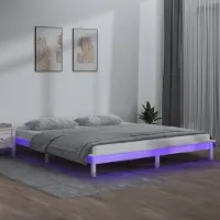 Prolenta Maison Exclusive - Lit en bois massif avec LED blanc 140x200 cm