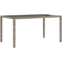 vidaXL Table de jardin avec plateau en verre Gris 150x90x75 cm Poly rotin