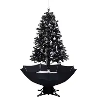 Syfax Arbre de Noël neigeux avec base de parapluie Noir 170 cm PVC