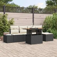 Prolenta Maison Exclusive - Ensemble de canapé de jardin, 6 places, en résine tressée noire