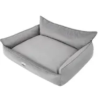 TexCorp Lit orthopédique pour chien JOKER lit chien canapé couchage corbeille matelas lit animal L 64x49 cm gris clair velours