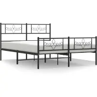Syfax Cadre de lit métal sans matelas avec pied de lit noir 160x200cm