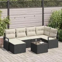 Prolenta Maison Exclusive - Ensemble de canapé 7 pièces, couleur noire [Matériau synthétique] : Rotin synthétique
