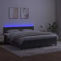 Prolenta Maison Exclusive - Sommier à lattes de lit avec matelas LED Gris foncé 180x200 cm