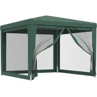 Syfax Tente de fête avec 4 parois latérales en maille Vert 3x3 m PEHD