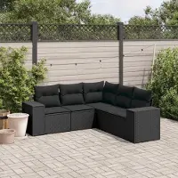 Prolenta Maison Exclusive - Salon de jardin 5 pcs avec coussins noir résine tressée