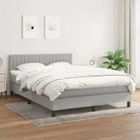 Prolenta Maison Exclusive - Sommier à lattes de lit avec matelas Gris clair 140x190cm Tissu