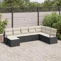 Prolenta Maison Exclusive - Ensemble de canapé 8 pièces, couleur noire [Matériau synthétique] : rotin synthétique