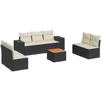 vidaXL Ensemble de jardin canapé 8 pièces avec coussins noir poly rotin