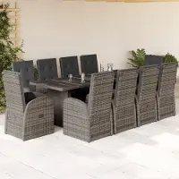 Prolenta Maison Exclusive - Ensemble de salle à manger de jardin 11 pièces avec coussins gris en polyrotin