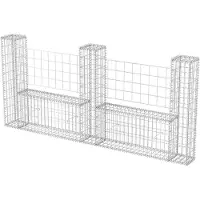 Syfax Panier de gabion en forme de U Acier galvanisé 240x20x100 cm