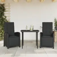 Prolenta Maison Exclusive - Ensemble de bistro 3 pcs avec coussins noir résine tressée