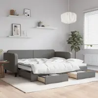 Prolenta Maison Exclusive - Canapé-lit convertible avec tiroirs, gris foncé, 90 x 190 cm, tissu